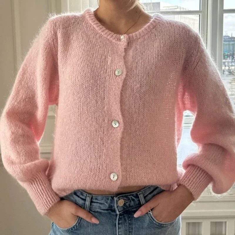 Cardigans en tricot boutonné pour femmes, veste solide, manteau preppy, pull vintage, confortable, document, printemps, automne, Y2K