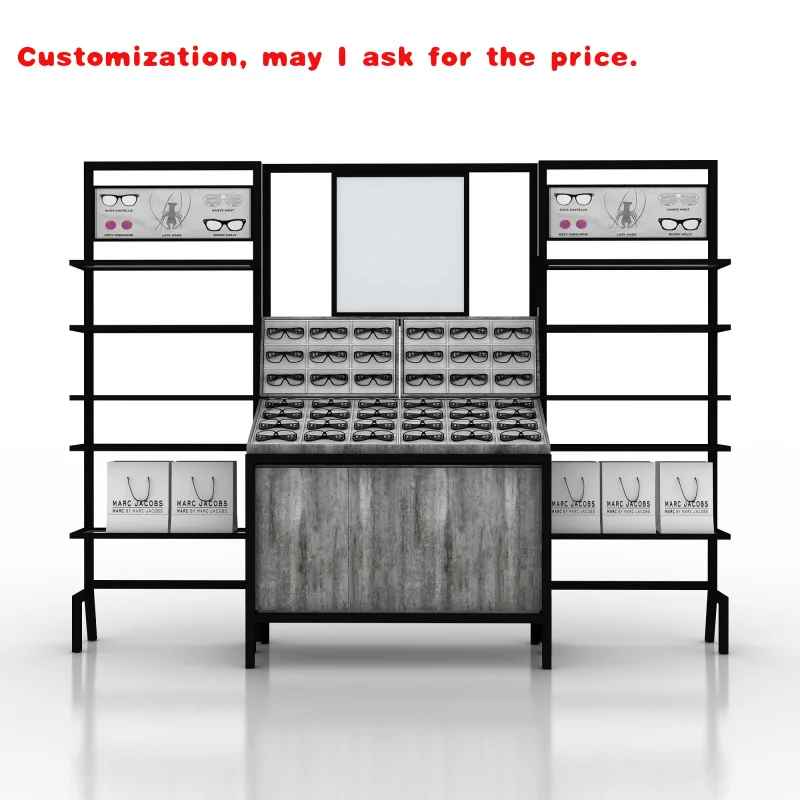 

custom.Lower Moq Eyewear Kiosk Design Optical Shop Furniture Wood Floor Custom Sunglasses Display Stand Cabinet