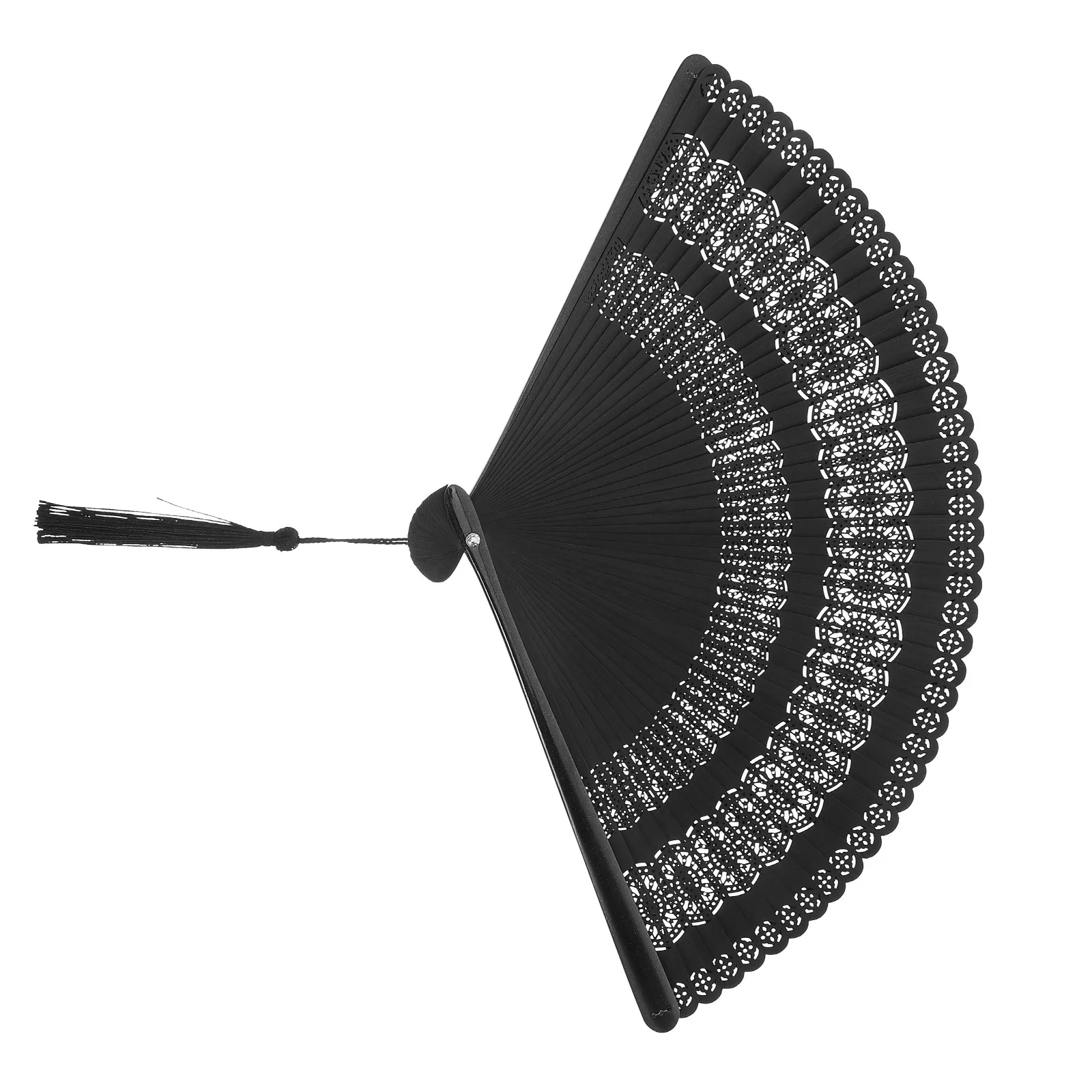 Elegant Chinese Folding Fan Handheld Bamboo Hollow Carved Lightweight for Hanfu Costumes Dance Performances Bridal Accessories