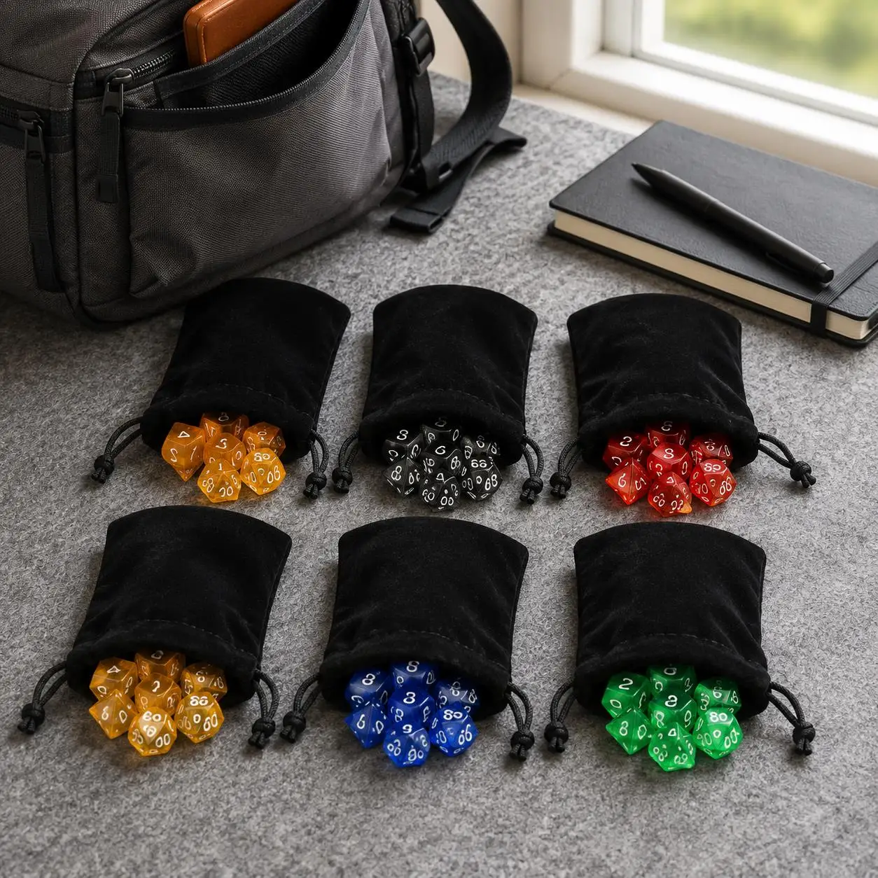 Polyhedral Game Dice (7PCS/Set), Complete Tabletop Roleplaying Accessories with Drawstring Storage Bag for Board Game TMZ