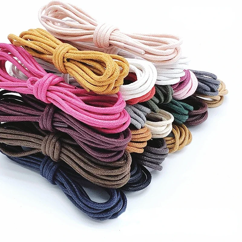 2.5mm Cotton Waxed Solid Round Shoelaces Durable Polyester Shoelaces Oxford Shoe Laces Boots Laces Waterproof Leather Shoelace