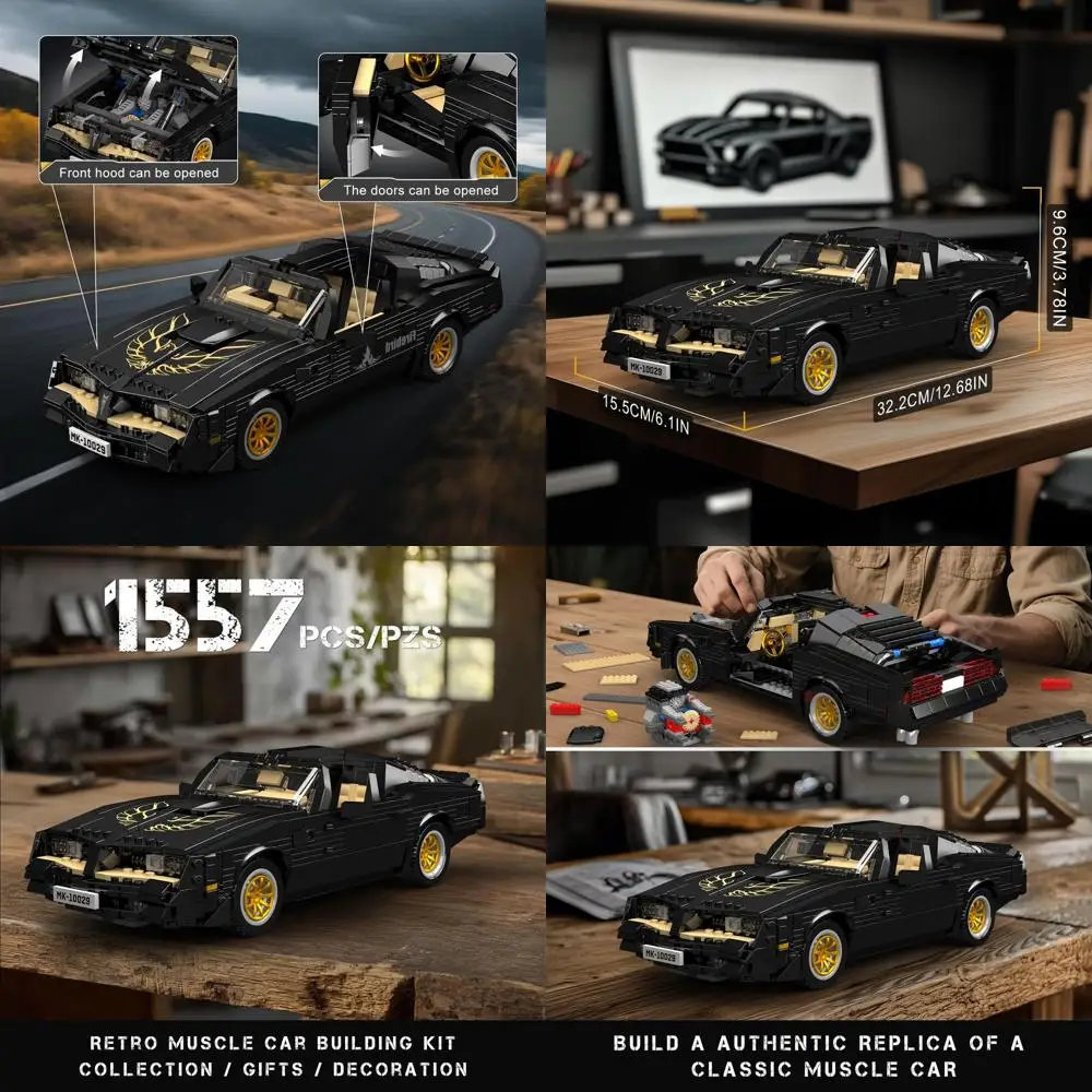 Classic Supercar Building Kit: 1557-Piece MOC Sport Car Model for Home Decor & Collectible Gifts