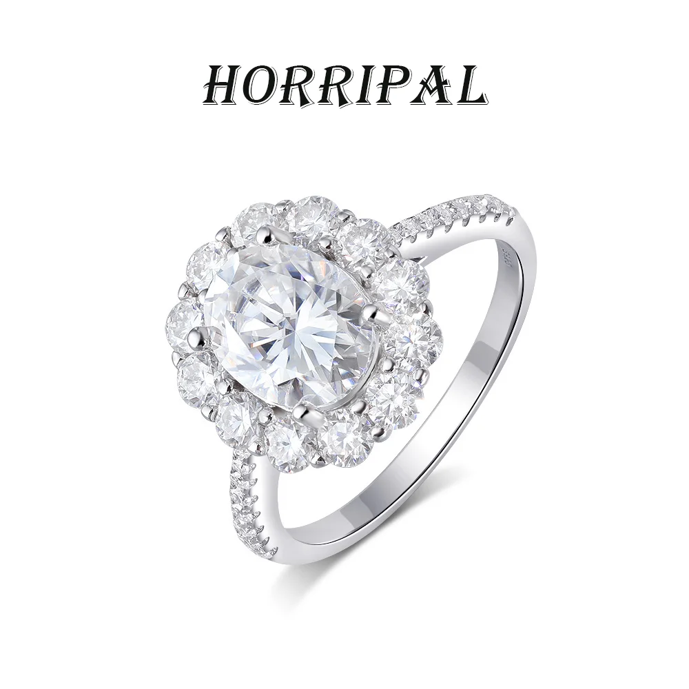 

HORRIPAL D VVS1 3CT Full Moissanite Pendant Rings For Women GRA Certified 925 sterling Silver Wedding Reception Eternity Jewelry