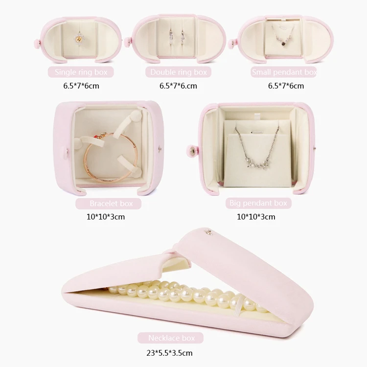 High-Grade Velvet Button Mongolian Double Open Jewelry Box Velvet Ring Ring Bracelet Necklace Packaging Jewelry Box