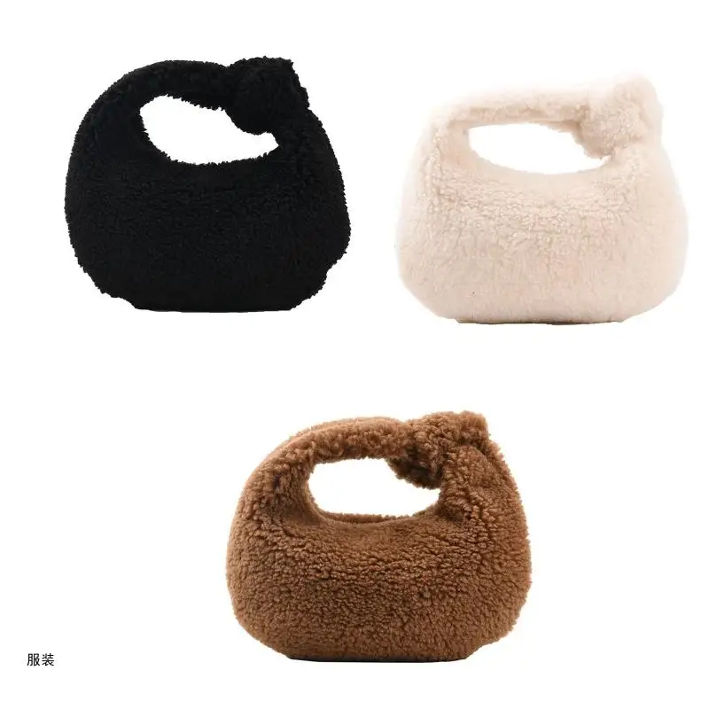 

D0UD Underarm Bag Ladies Shoulder Bag Furry Purse Bag for Women