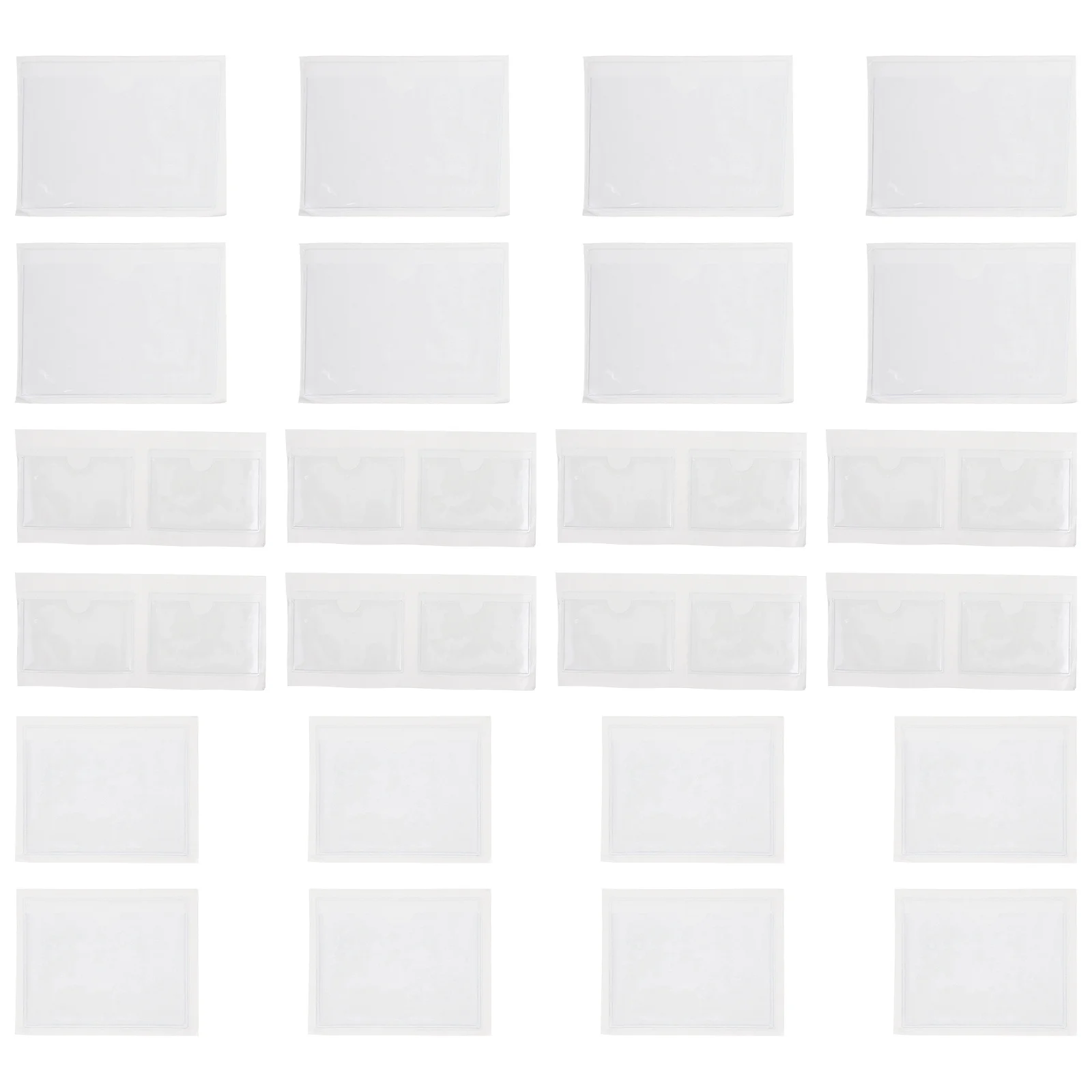 

24Pcs Self-Adhesive Card Pockets Clear Plastic Label Holders for Cards Notes Library Organizer Business Index Card Sleeves