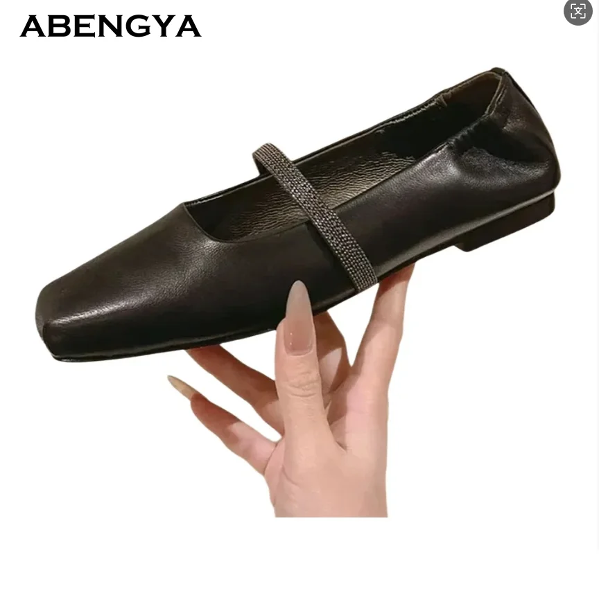 

Designer Leather Flat Loafer Shoes Women Square Toe Suede Mules Daily Shoes Spring Casual Party Vacation Walking Shoes For Women