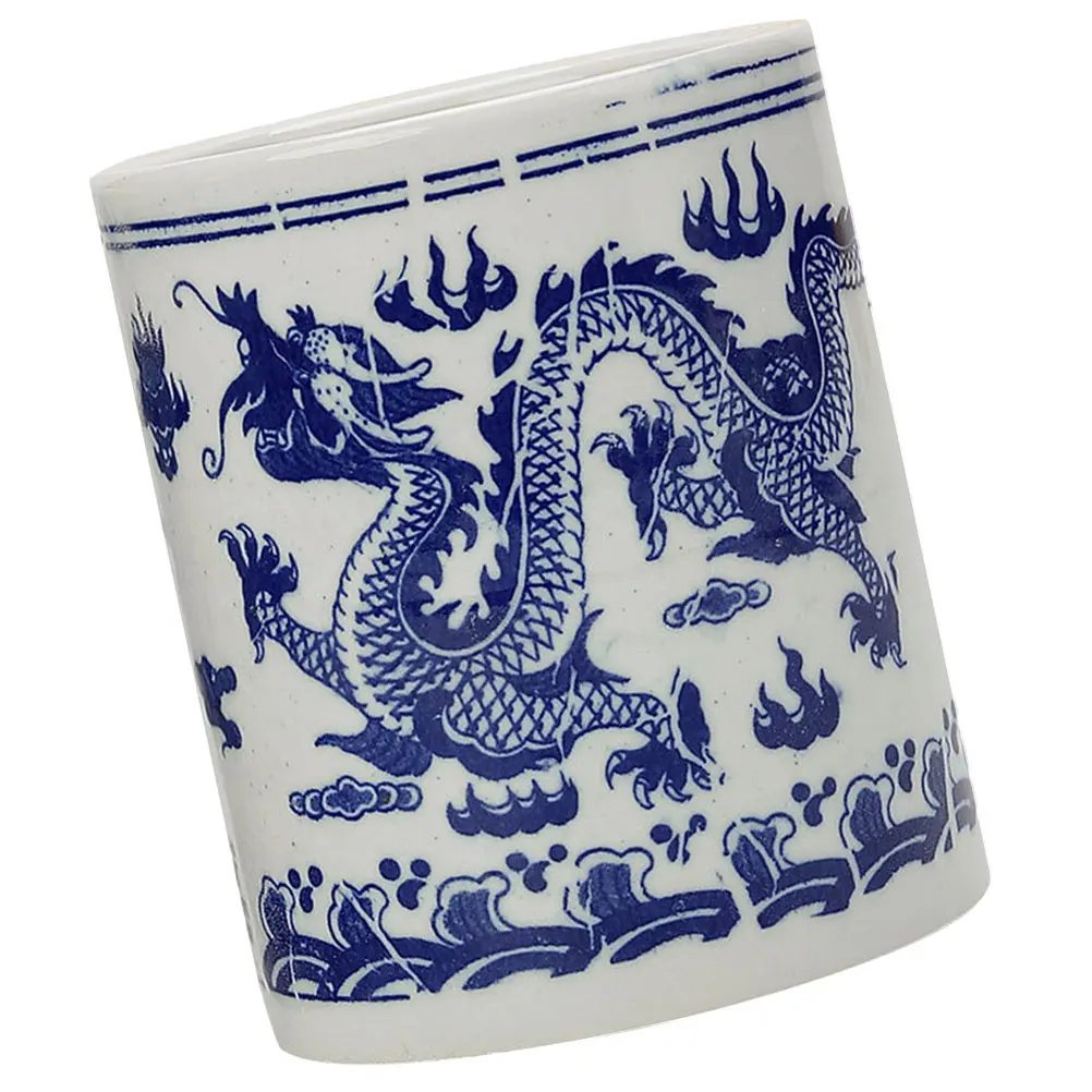 

Blue and White Porcelain Pen Holder Ceramic Desktop Pen Organizer Multifunctional Storage Container Office School Art Supplies