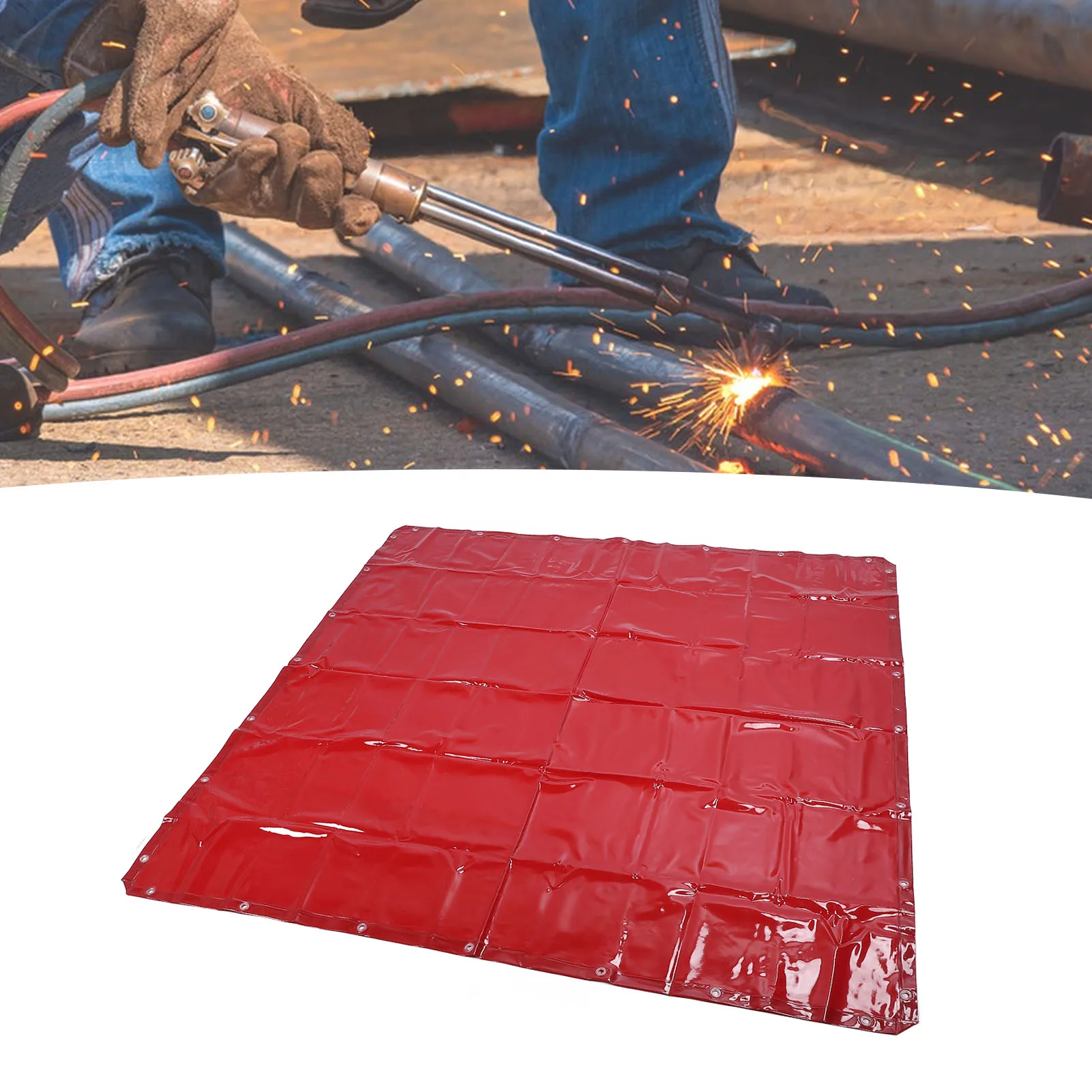 Ekran spawalniczy 5,7x5,7 stopy, czerwony, ognioodporny, wodoodporny, poziom 6, ochrona UV, polietylenowa kurtyna spawalnicza do warsztatu.