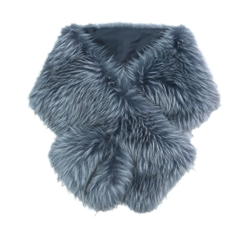 الخريف الشتاء اضافية طويلة تقليد الثعلب الراكون شال فرو الفراء مساء فستان سميكة عباءة وشاح المرأة وشاح فاخر 4w947 #5