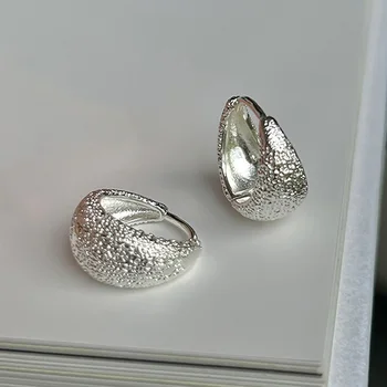 PONYKISS 925 sterling zilver glanzende waterdruppel hoepel oorbellen voor vrouwen minimalistische trendy fijne sieraden matte accessoires