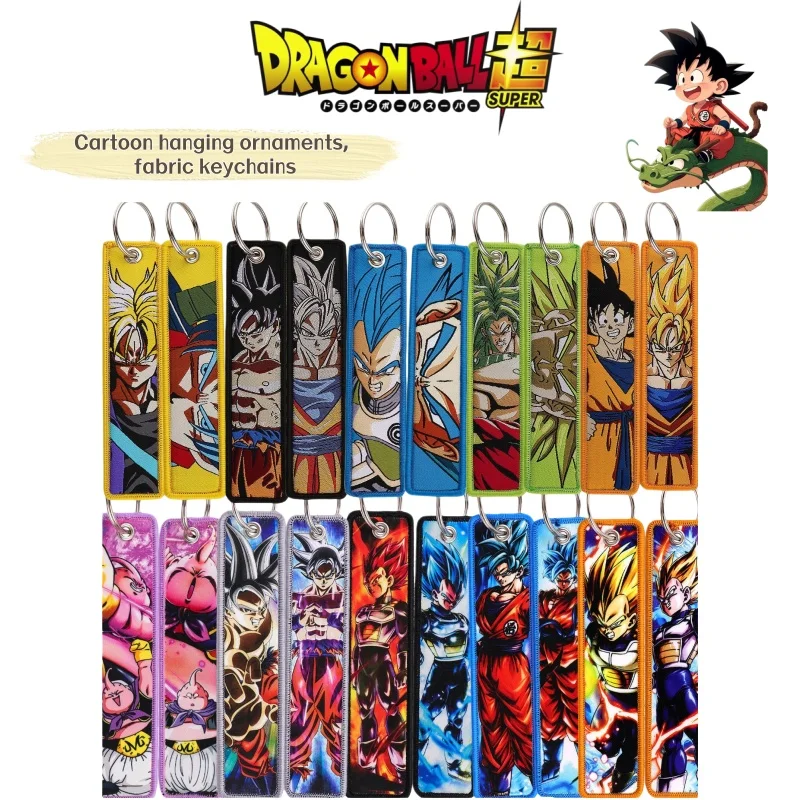 Llavero con cordón de tela tejida de anime Dragon Ball, con diseño de Goku y Vegeta, colgante de tela de dibujos animados