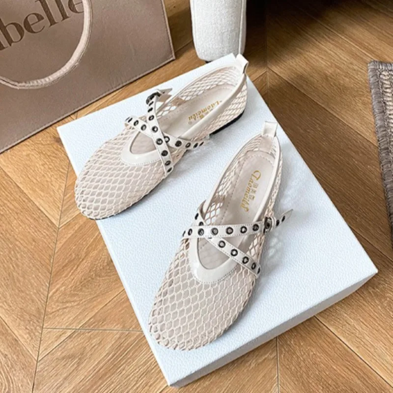 

Women's Mary Jane Shoes Fashion Hollow Out Round Head Casual Shoes for Woman Summer New Flat Shoe Designer Shoes Zapatos Mujer