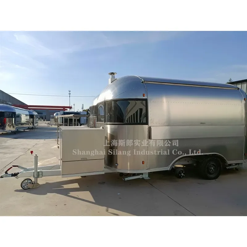 Mobile Camper Kitchen Pizza Trailer with Various Cooking Equipments Salad Refrigeration Churro Coffee Food Cart
