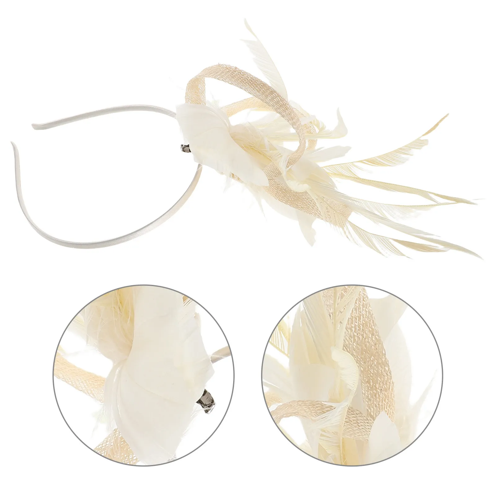 Handmade Bridal Plume Hair Clip Floral Wedding Fascinator Clip Elegant Lightweight Headband for Wedding Parties Stage