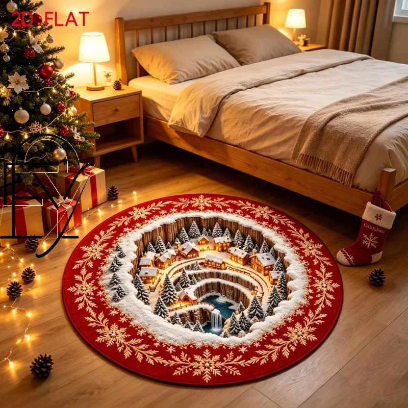 Round Area Rug Funny Best Luck Letter Printed Puppy Dog Cushion Flannel Soft Smooth Cozy Bedside Placement Carpet
