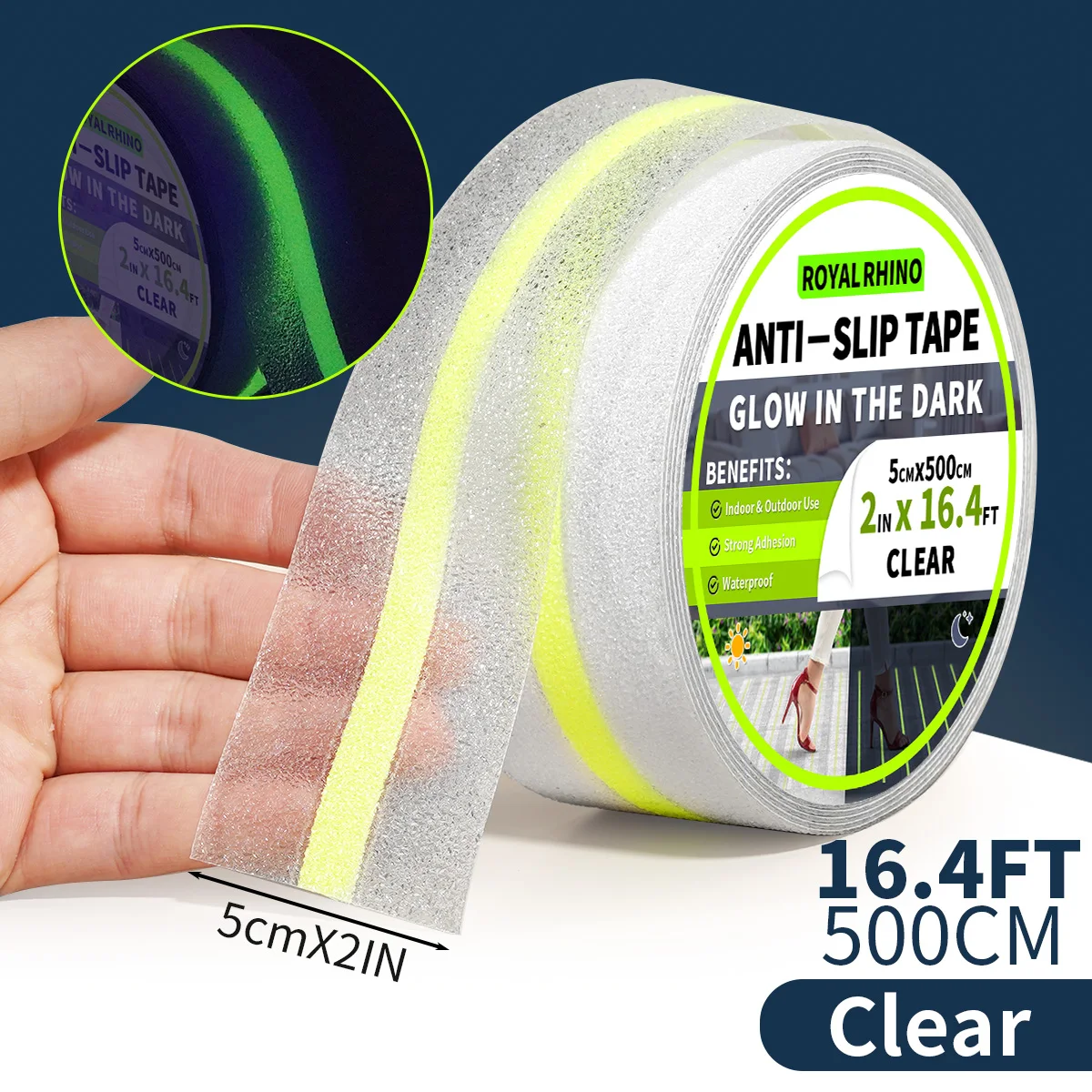 Glow in the Dark Anti Slip Tape PEVA Luminous Anti-slip Stickers Stairs Bathroom Floor self Adhesive With Luminous Green Stripe