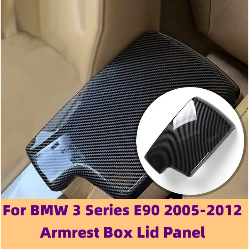 لسيارات BMW 3 Series E90 05-12 ملصق نمط ألياف الكربون لغطاء صندوق مسند الذراع لوحة التعديل الداخلي مقاومة للاهتراء متعددة الاستخدامات