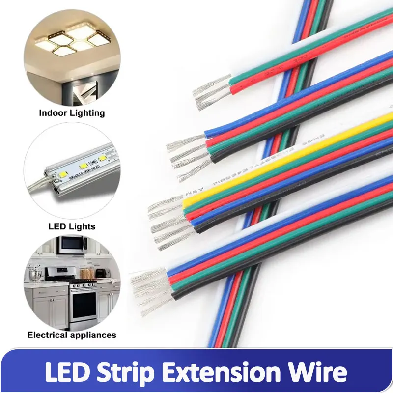 2-10m LED Parallel Wire 3/4/5/6Pins 22/20/18AWG PVC Extension Connector Electrical Wires For 5050 WS2812B RGBW RGBWW Strip Light