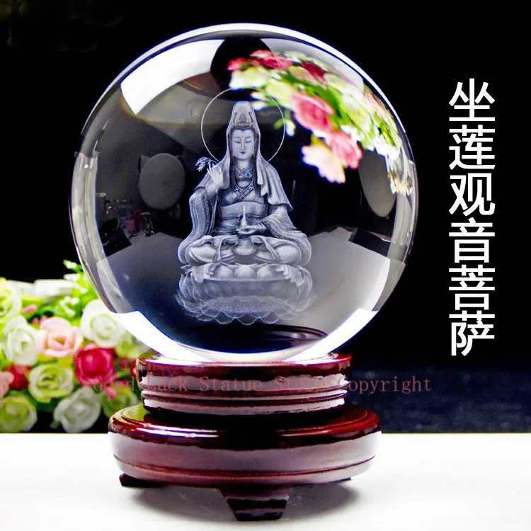 

TOP GOOD 2 pieces Talisman-Guanyin Buddha Money Drawing Martial god of wealth guan gong FENG SHUI Figurine 3D Crystal statue