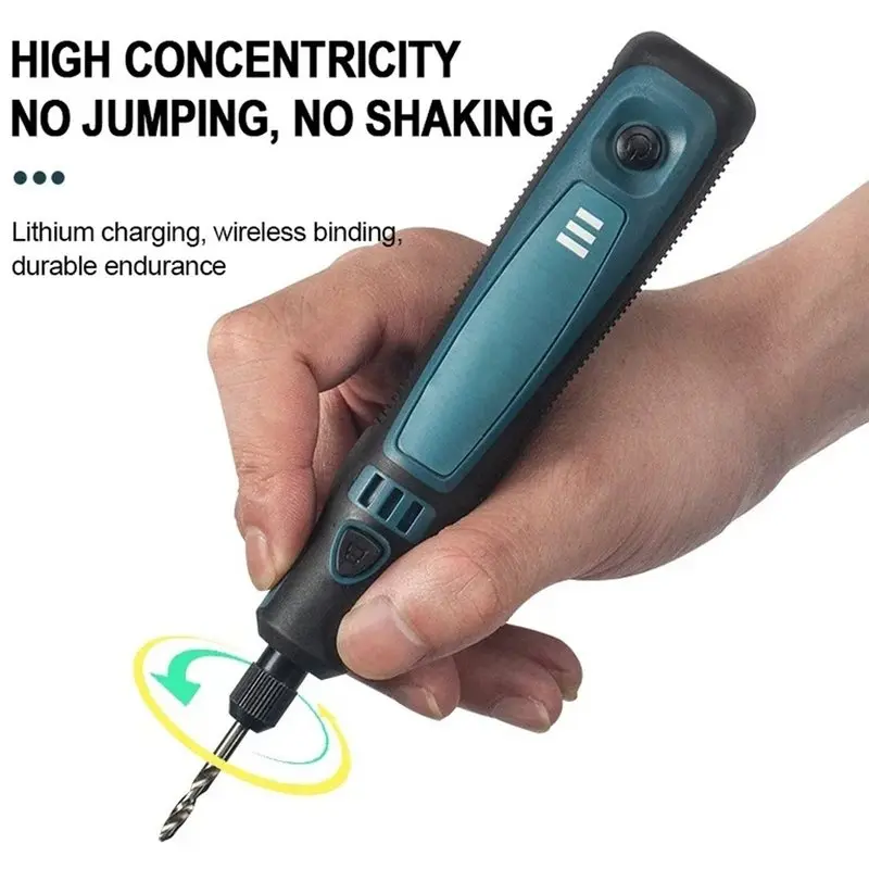 AB66-Electric Drill Grinder Ordless Rechargeable Battery Rotary Tool Woodworking Engraving 3 Speed Mini Engraver Pen