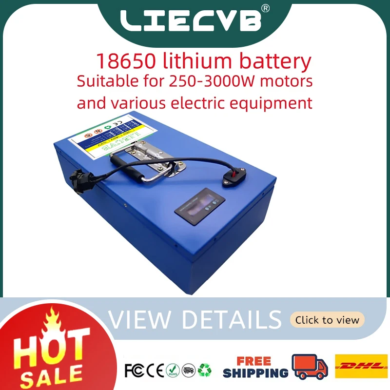 نقل جوي سريع 60 فولت 100 أمبير، أرسل خلال 24 ساعة، بطارية ليثيوم 18650، حزمة بطارية ليثيوم، مناسبة للمحركات أقل من 3000 وات