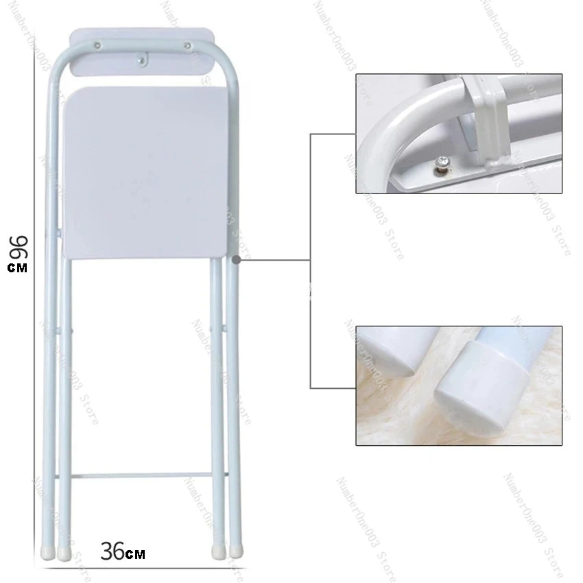 Folding Tall Stool with Backrest - 0059A Wooden Bar Stool, Portable High Foot Chair for Living Room, Kitchen, Cafe