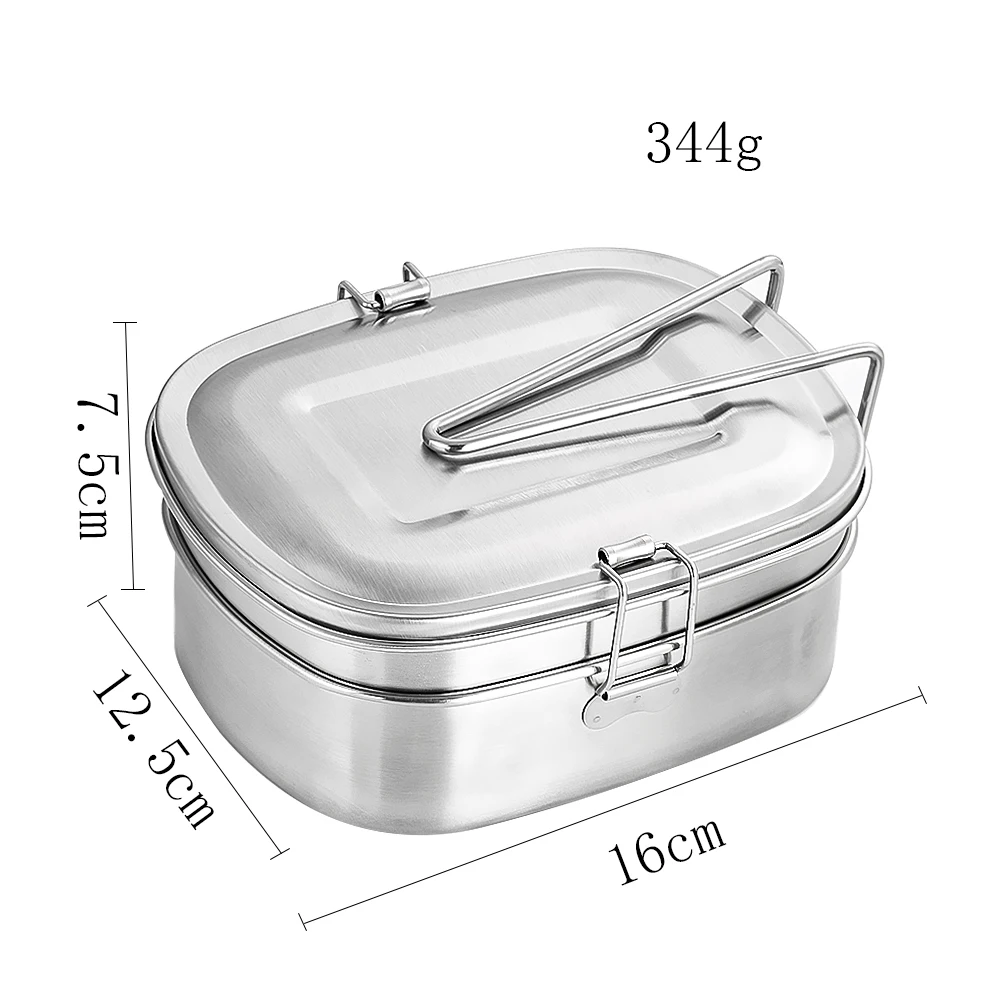 1PC Portable 304 Stainless Steel Lunch Box with Cover Outdoor Camping Bento Box Home Kitchen Cutlery Journey Accessories