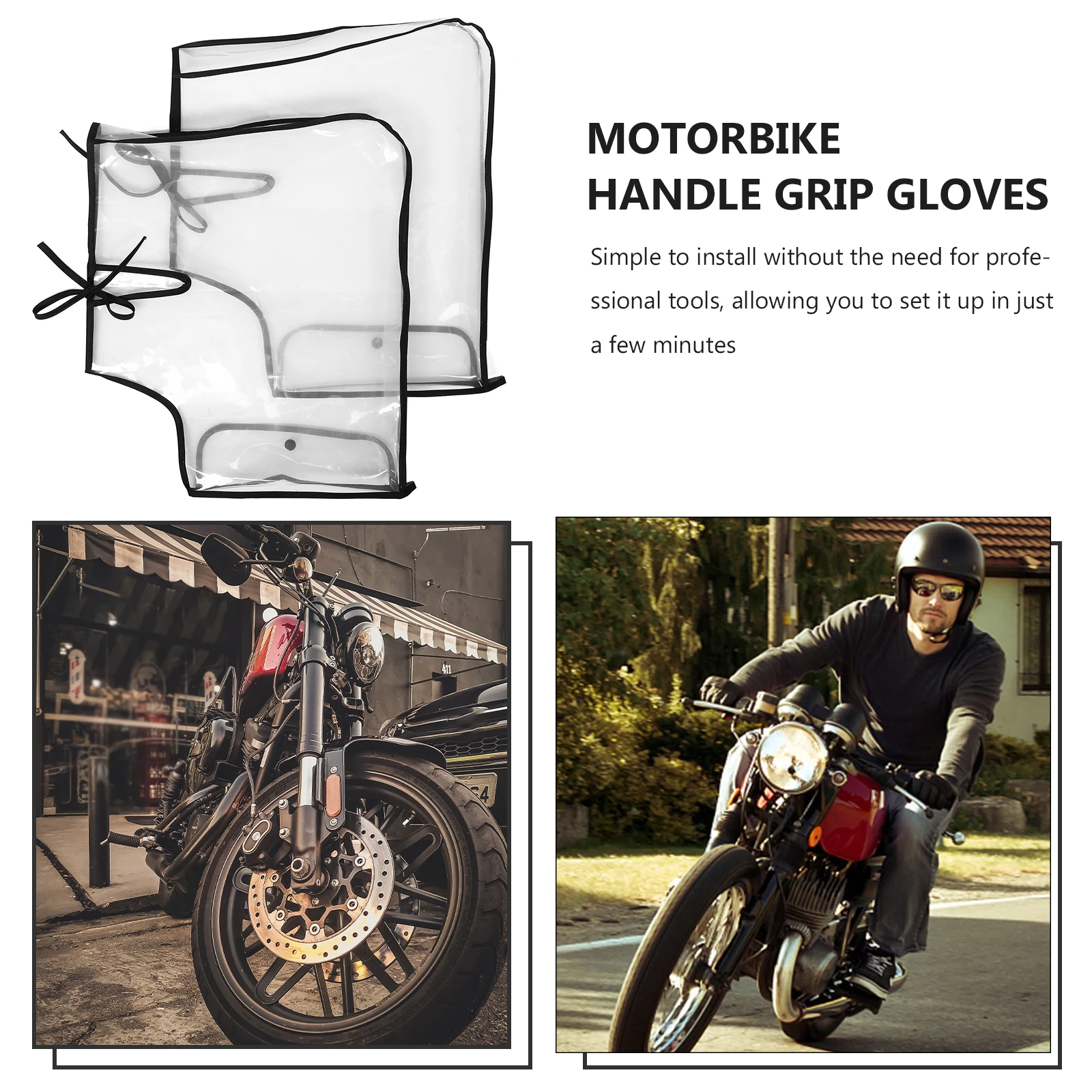 1Pair Motorcycle Handlebar Mitts Windproof Waterproof Rainproof Big Mouth Easy Installation Comfortable Grip Winter Protection