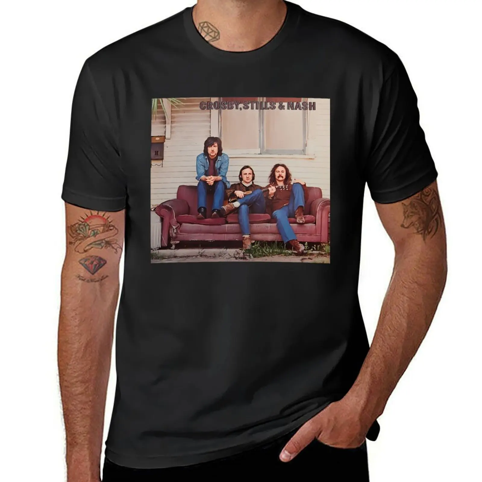 

Crosby Stills Nash T-Shirt oversized vintage clothes black t-shirts for men