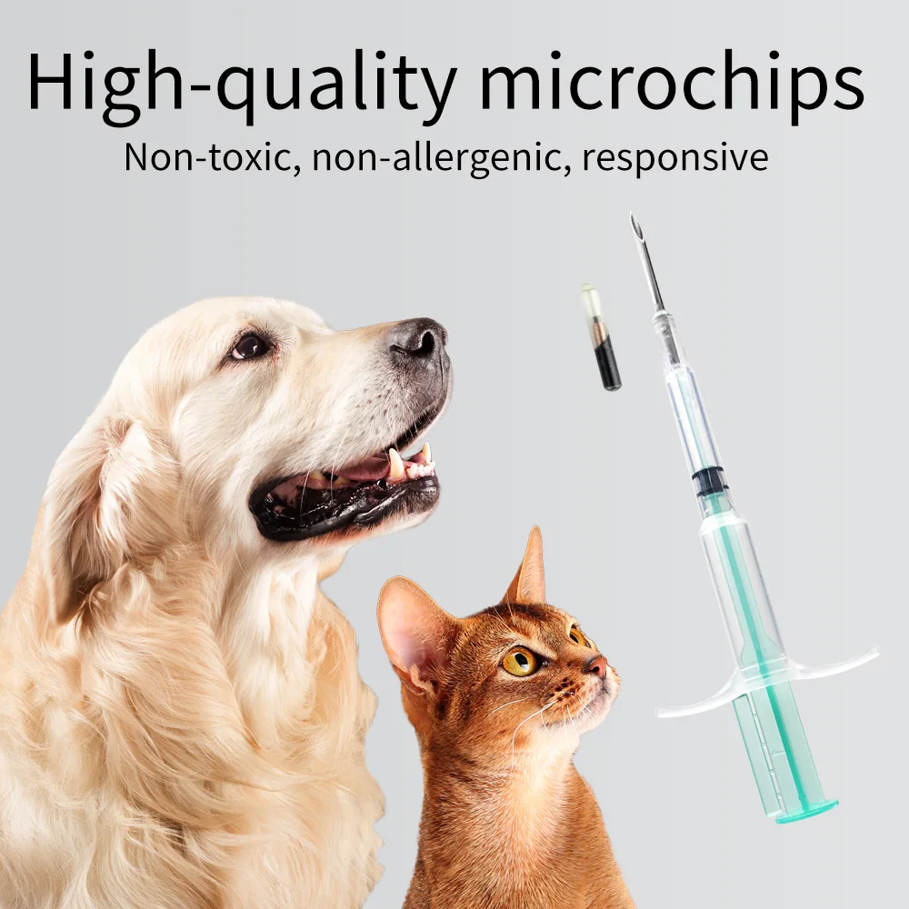 100 Packs Universal Standard Pet Microchip Syringe 134.2KHz ISO11784/5 FDX-B Pet ID Tags 15 Bit Microchip For Dog Cat Pig 3 Size