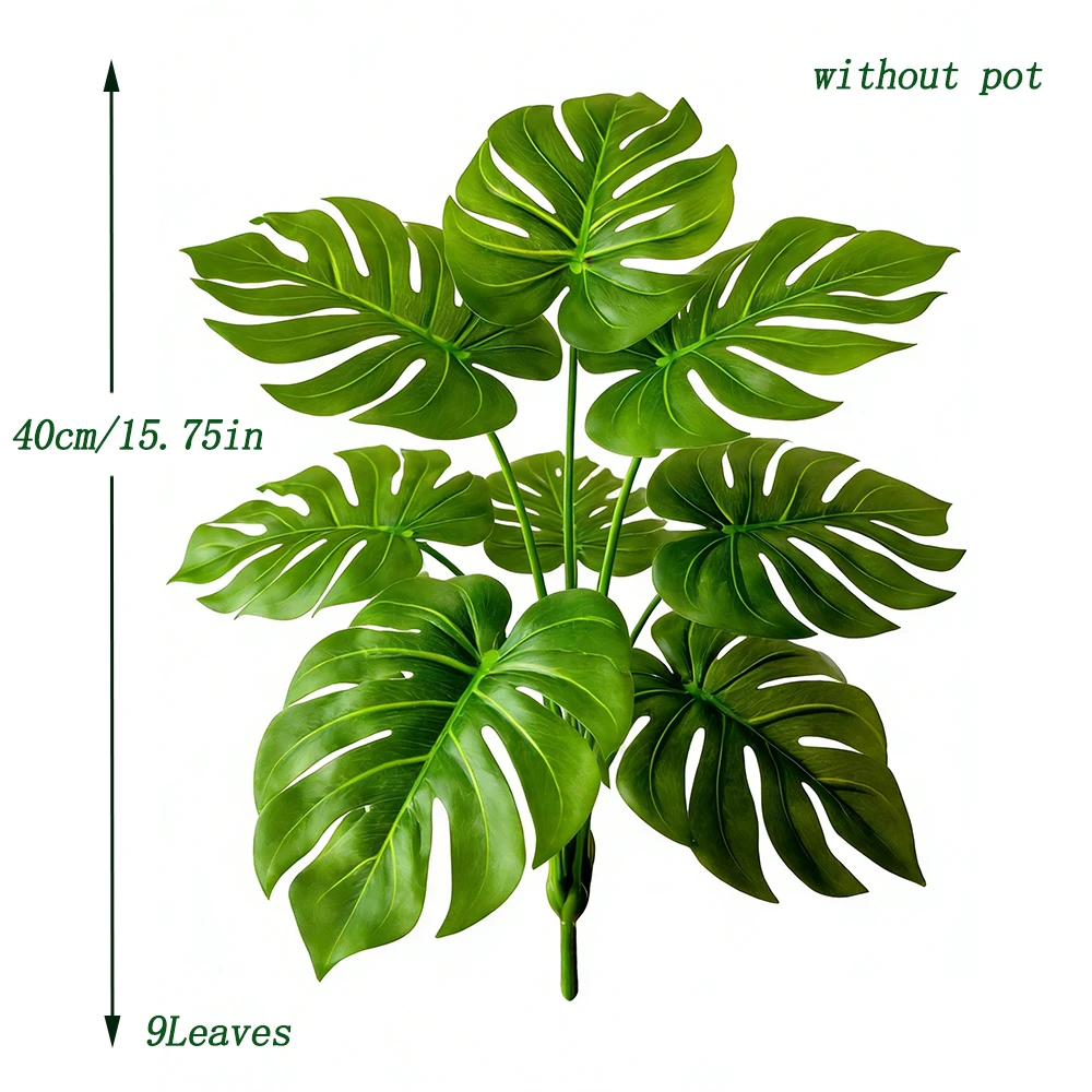 40-65cm Große Künstliche Monstera-Pflanzen Künstlicher Palmenbaum Tropische Schildkrötenblätter Plastik Grüne Blätter für Haus Garten Party Hochzeit – Detail 9