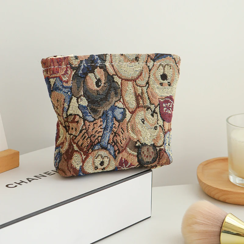 Borsa cosmetica da donna piccola borsa per cosmetici di grande capacità con orso simpatico cartone animato portamonete portatile borsa per carte