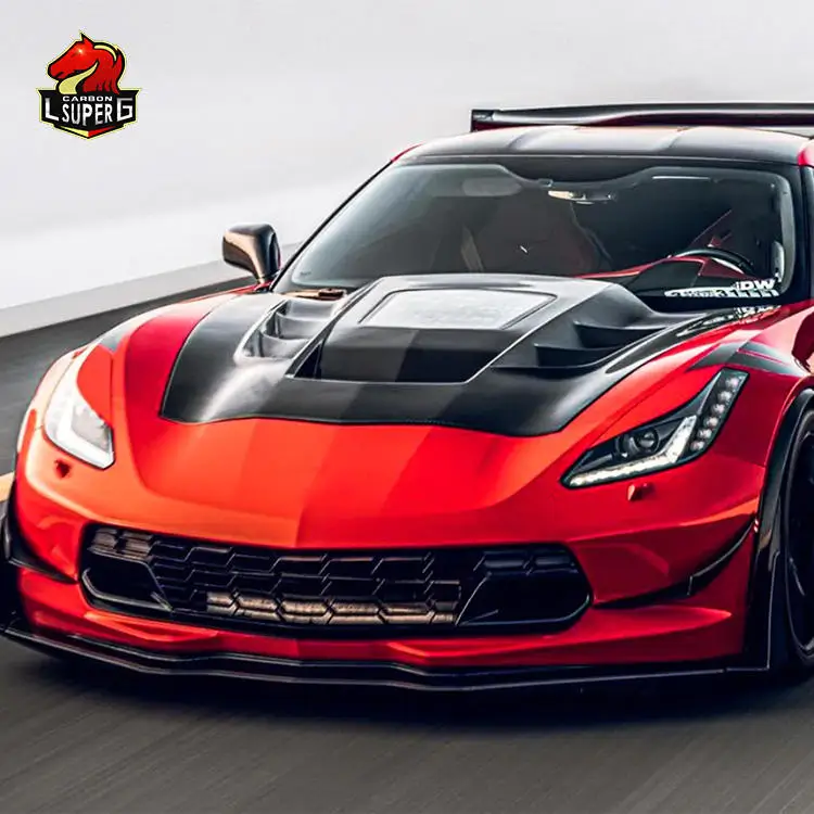 Corvette C7 2013-ON For Chevrolet Carbon Fiber Hood Bonnet Cover Body Kit