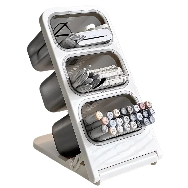 Large Capacity Desk Organizer Pen Holder Oblique Pencil Storage Box Desktop Stand Case for School Office Stationery Makeup
