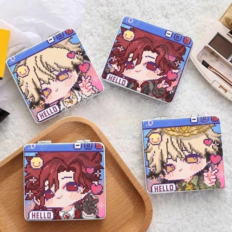 

Link Click Double-sided Folding Mirror Cute Cartoon Pixel Modeling Mirror New Student Dormitory Portable Mini Mirror Gifts