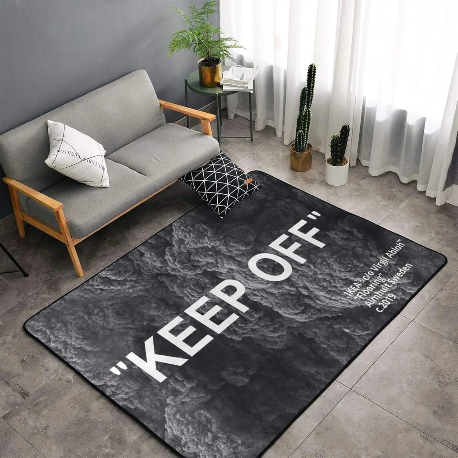 

Keep Off Area Rug Black Gray Rug Modern 3D Printing Carpet Large Popular Anti- Slip Floor Mats for Livingroom Bedroom Playroom