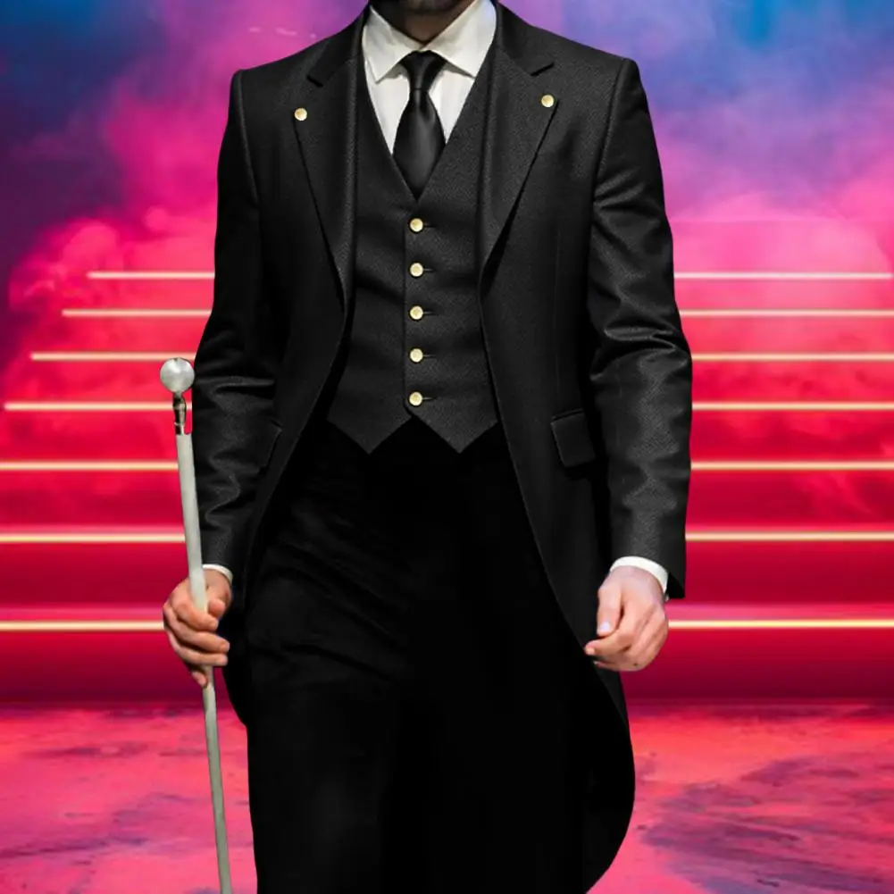 

Slim-Fit Tuxedo Jacket Lapel Long-Sleeved Retro Dress Jacket Medieval Style Suit Jacket Festive Parties Halloween Cosplay Wear