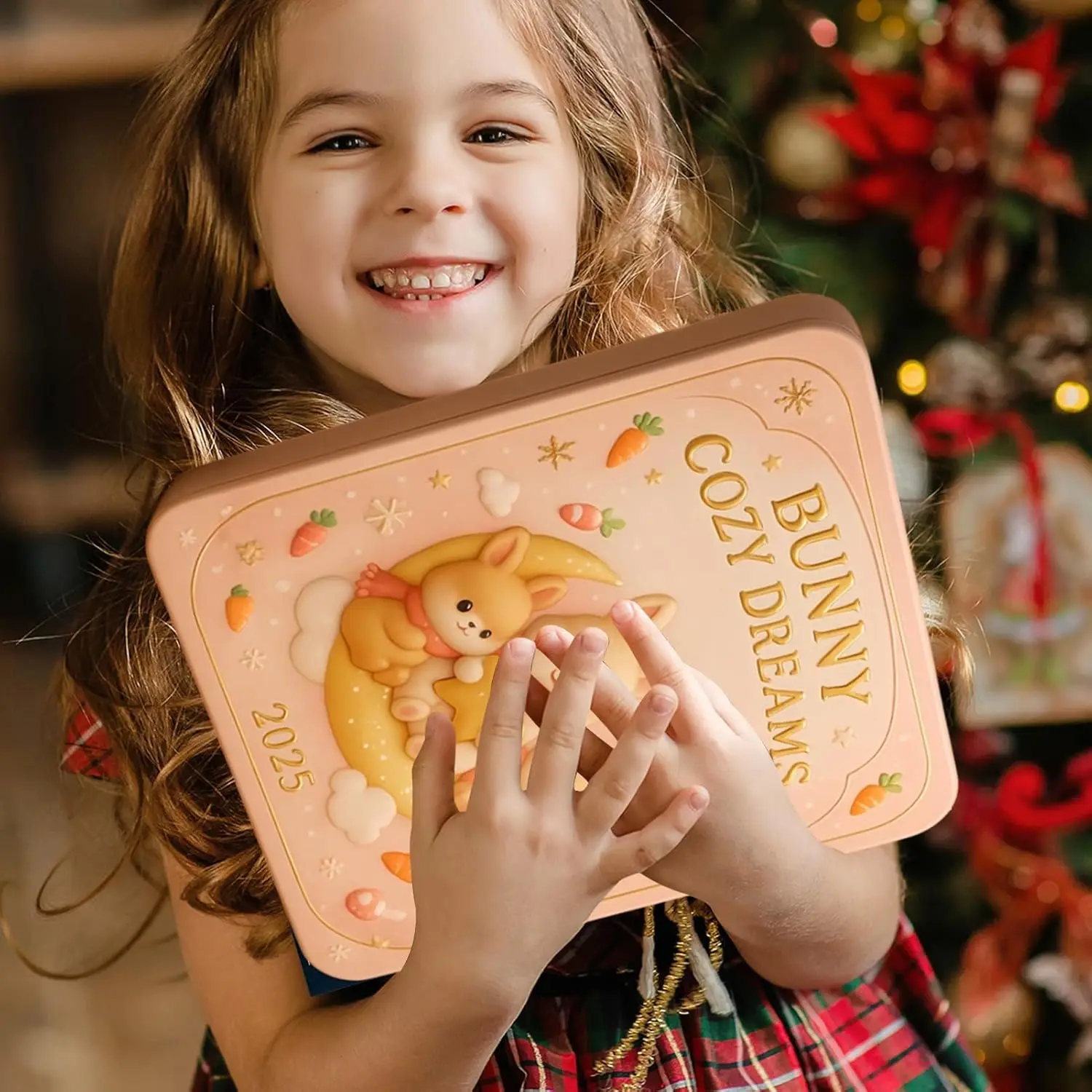 أرنب دافئ على شكل قلب دريم لاند تقويم القدوم 2025 طبعة 24 يومًا من الأكريليك أرنب زخرفة عيد الميلاد العد التنازلي التقويم