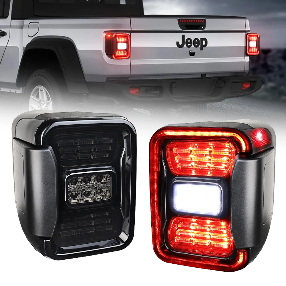 

LED Tail Lights For Jeep Gladiator JT 2020 2021 2022 Brake Light Turn Signal Lamp Reverse Rear Light Assembly Smoke USA Version