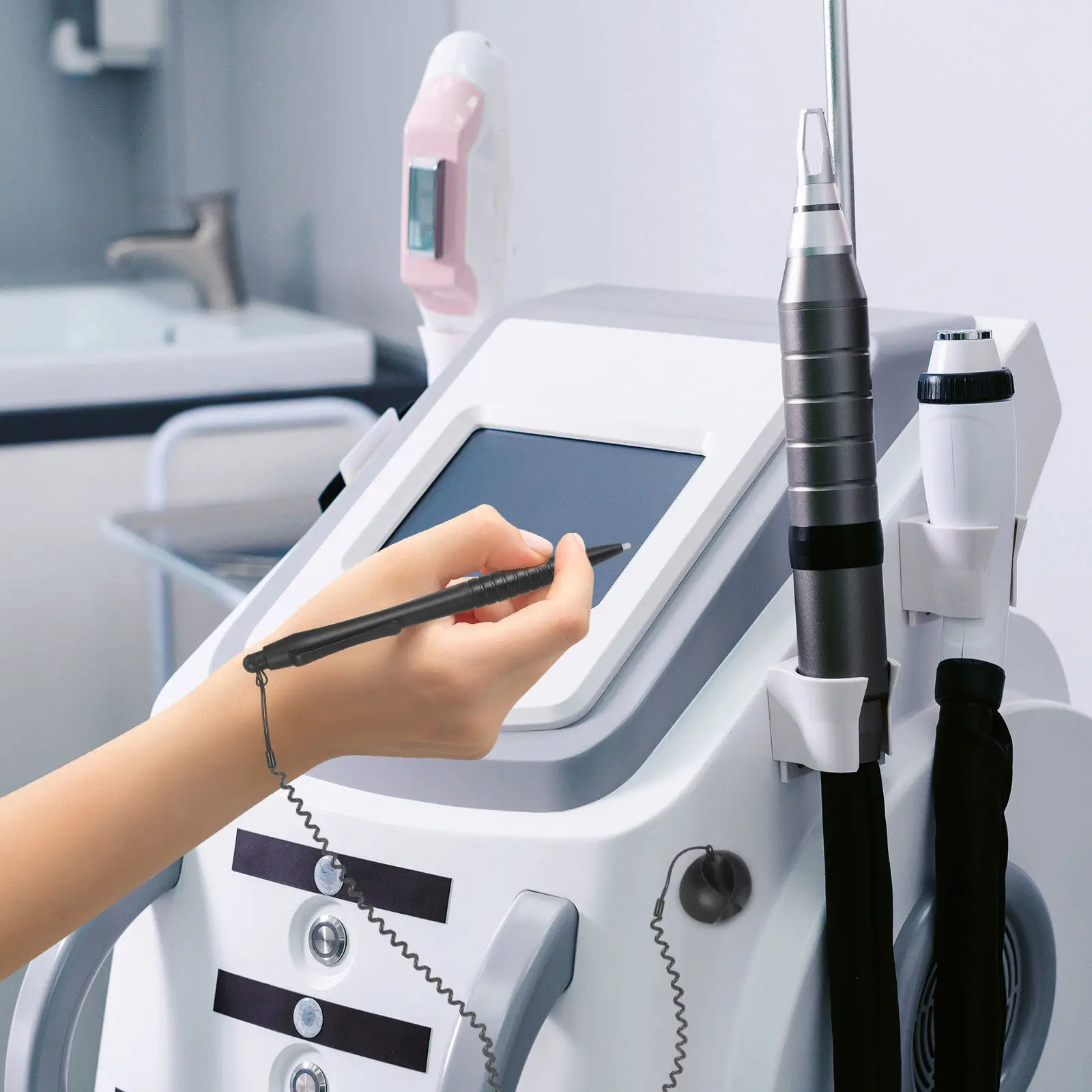 

Best Seller 2Pcs Resistive Touch Stylus Pens with Anti-Lost Spring Rope & Base,Hard-Tip Pens for Touchscreen Devices,Industrial