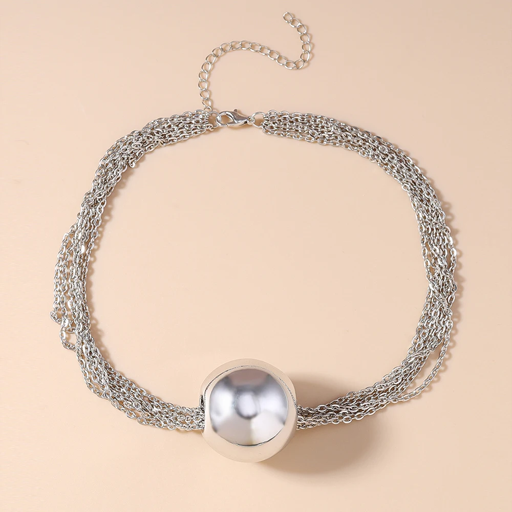 Aihua Große mehrschichtige stapelbare Perlen-Halskette, klobige Kette, Perlen-Halsreifen für Damen, modisch, Nacht, Party, Schmuck, Geschenke – Detail 10