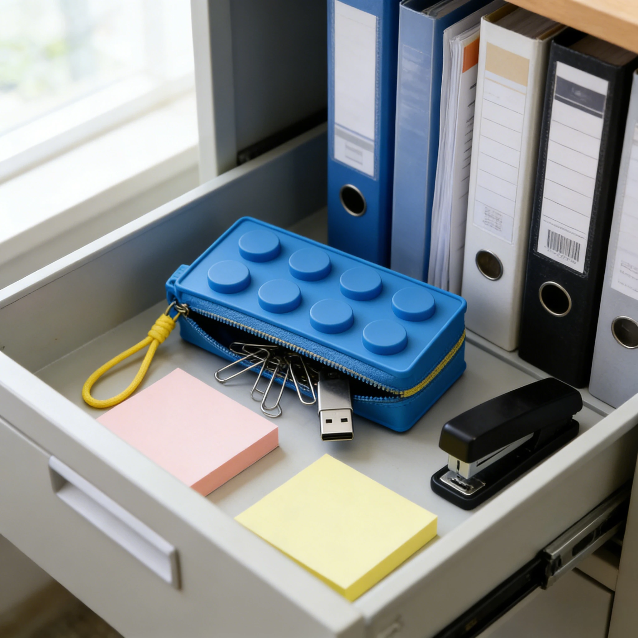 

Creative Building Block Pen Case Portable Stationery Organizer Pencil Bag with Handle for Students School Office Travel