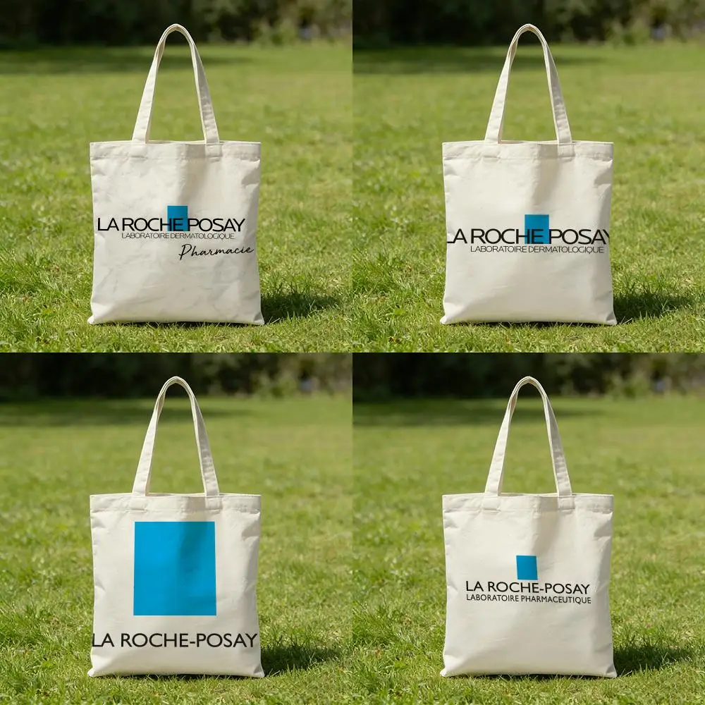 Bolsas de almacenamiento reutilizables, bolsa de compras de doble cara con asas blancas, lavable para la escuela y el mercado La Roche-Posay
