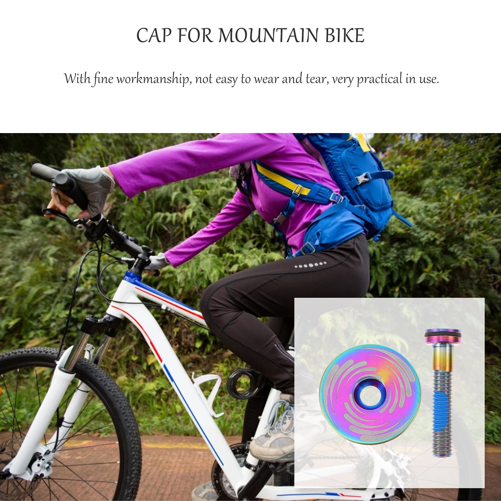 

1 Set Titanium Alloy Bike Headset Cap Durable Light Weight High Strength Smooth Surface For Road Mountain Bike Bowl Cover Refit