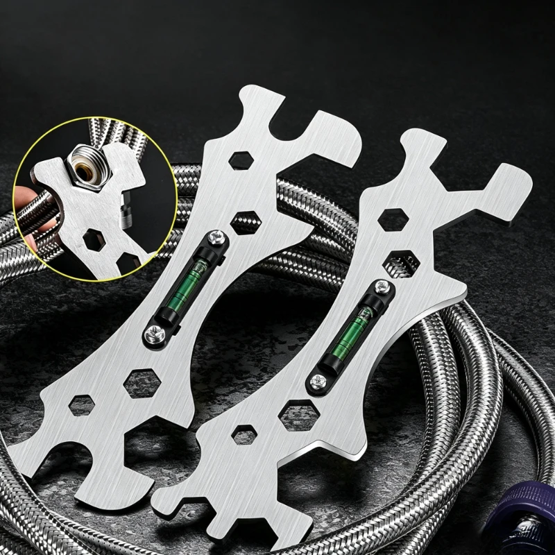 Bathroom Level Special Wrench Stainless Steel Universal Multifunctional Bathroom Wrench with Level Faucet Plumbing Install Tool