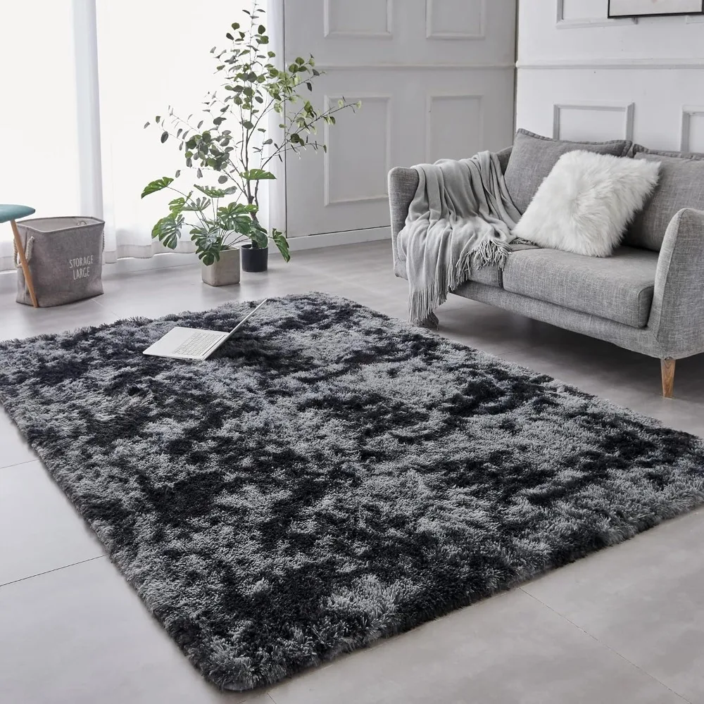 

eet Shag Area Rugs, ультрамягкий современный детский коврик для дома, темно-серые плюшевые лохматые ковры с принтом тай-дай для мальчика