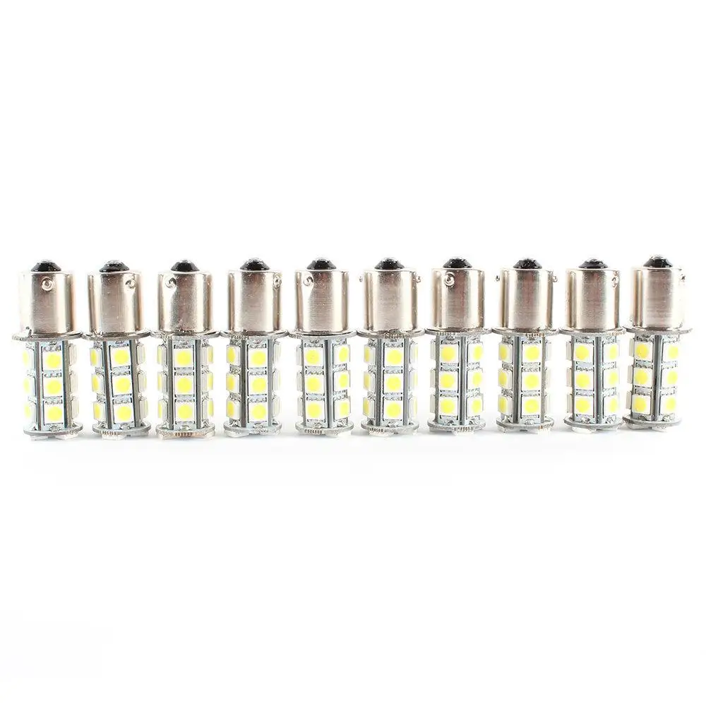 Ampoule LED pour remorque de voiture, blanc chaud, 1156 BA15S, 5050, 18smd, 1141, 10 pièces