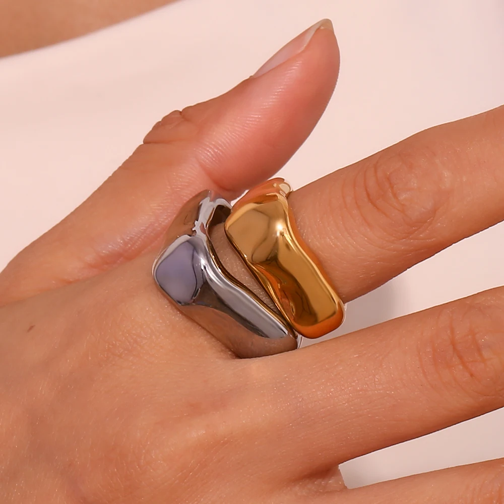 MamacitaSlay Exclusive 316L Stainless Steel Square Ring Party Design Waterproof Jewelry New Trendy Accessories High Quality Gift