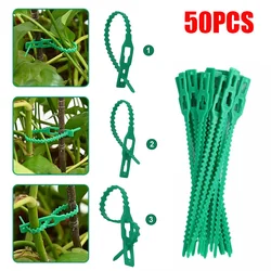 50PCS Reusable Garden Cable Ties Self-locking Plastic Tie puttee Adjustable Plant Support Shrubs Fastener Zip Loop Wire Wrap